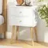 2 Drawer Nightstand with Solid Wood Legs - White