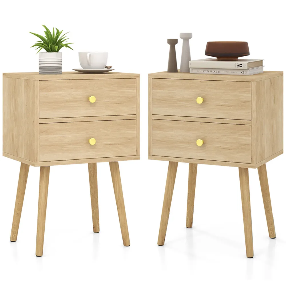 2 Drawer Nightstand - Wood, Oak
