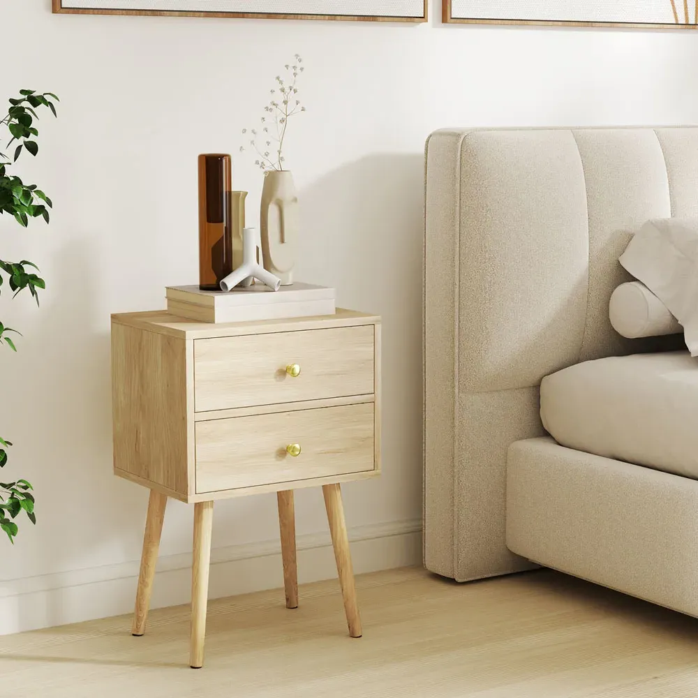 2 Drawer Nightstand - Wood, Oak