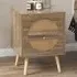 2 Drawer Rattan Bedside Table Set of 2 - Cream