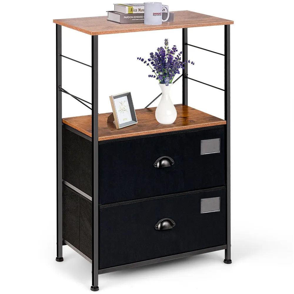 2 Drawer Single Shelf Storage Unit - Multi