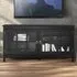 2 Glass Door TV Unit with Storage - Black, Wood