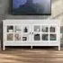 2 Glass Door TV Unit with Storage - White, Wood