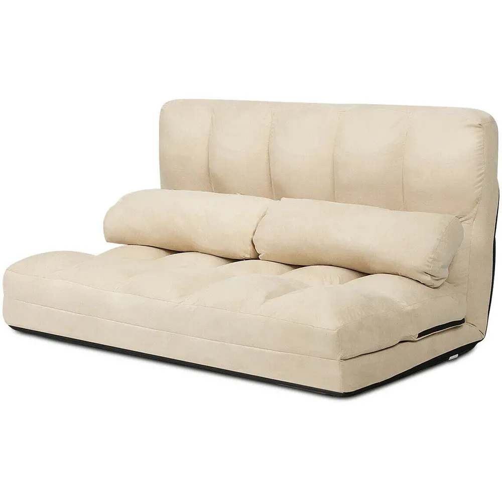 2 in 1 Folding Floor Sofa Bed with Pillows - Beige