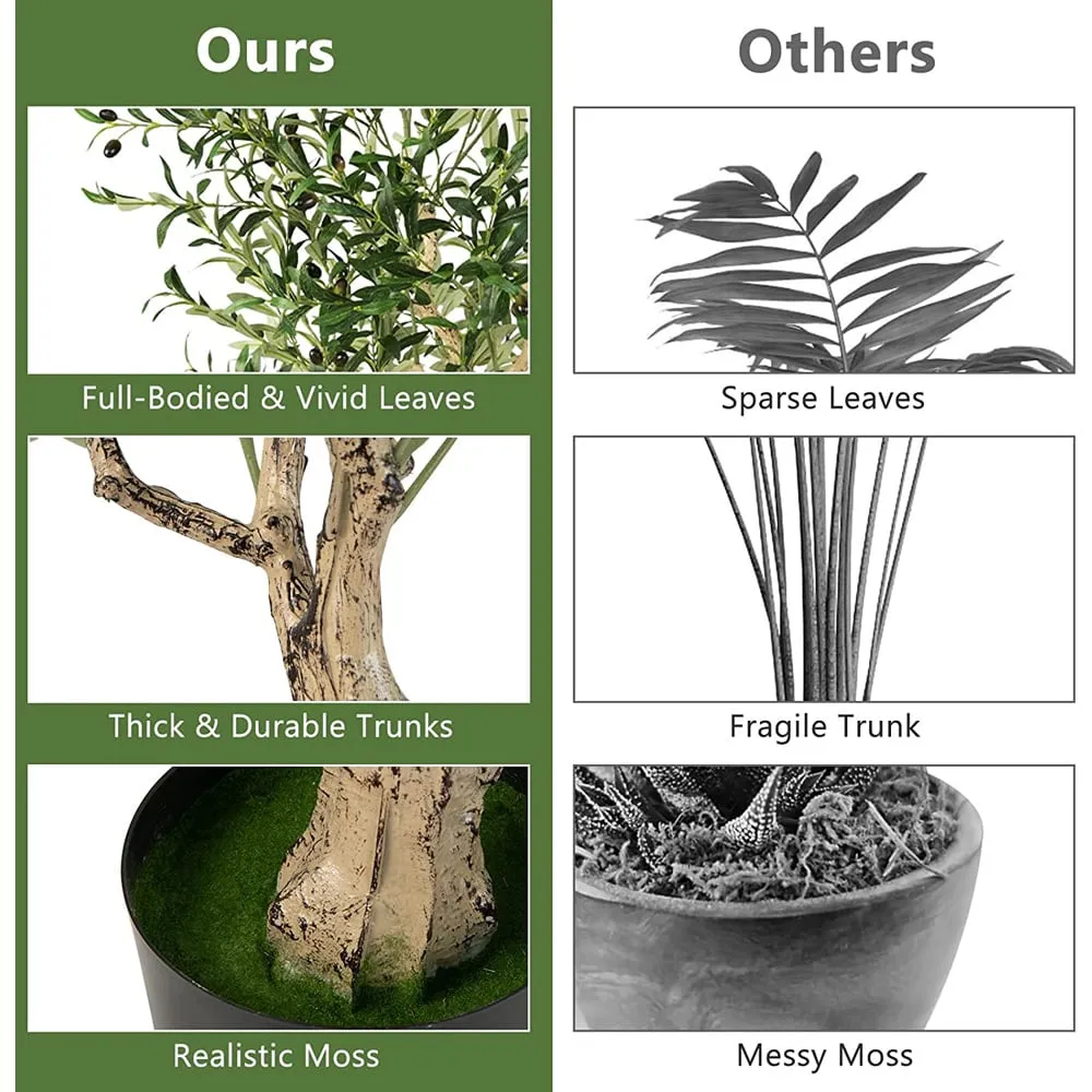 2 Piece Artificial Olive Tree 182cm - Green