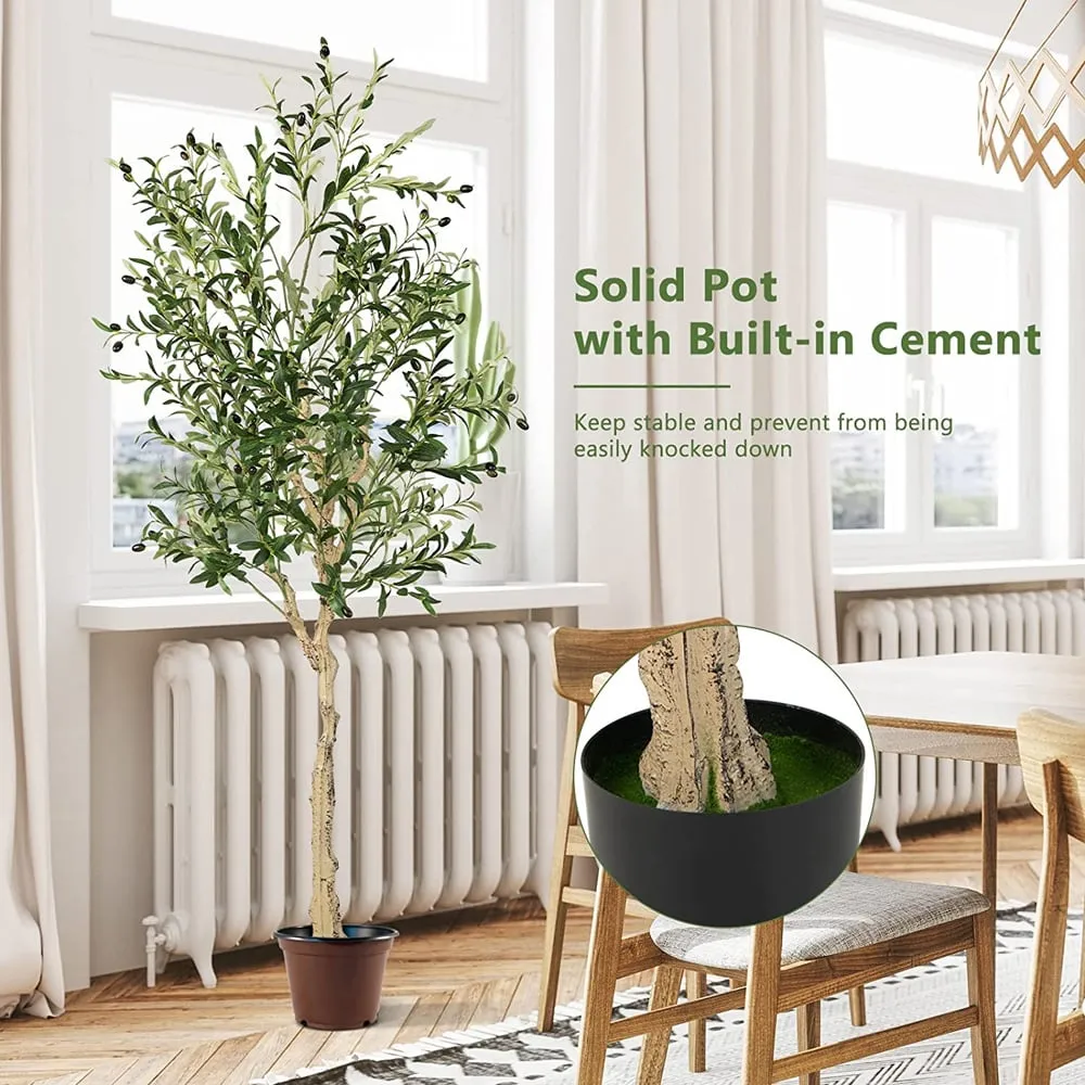 2 Piece Artificial Olive Tree 182cm - Green