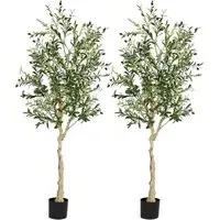 2 Piece Artificial Olive Tree 182cm - Green