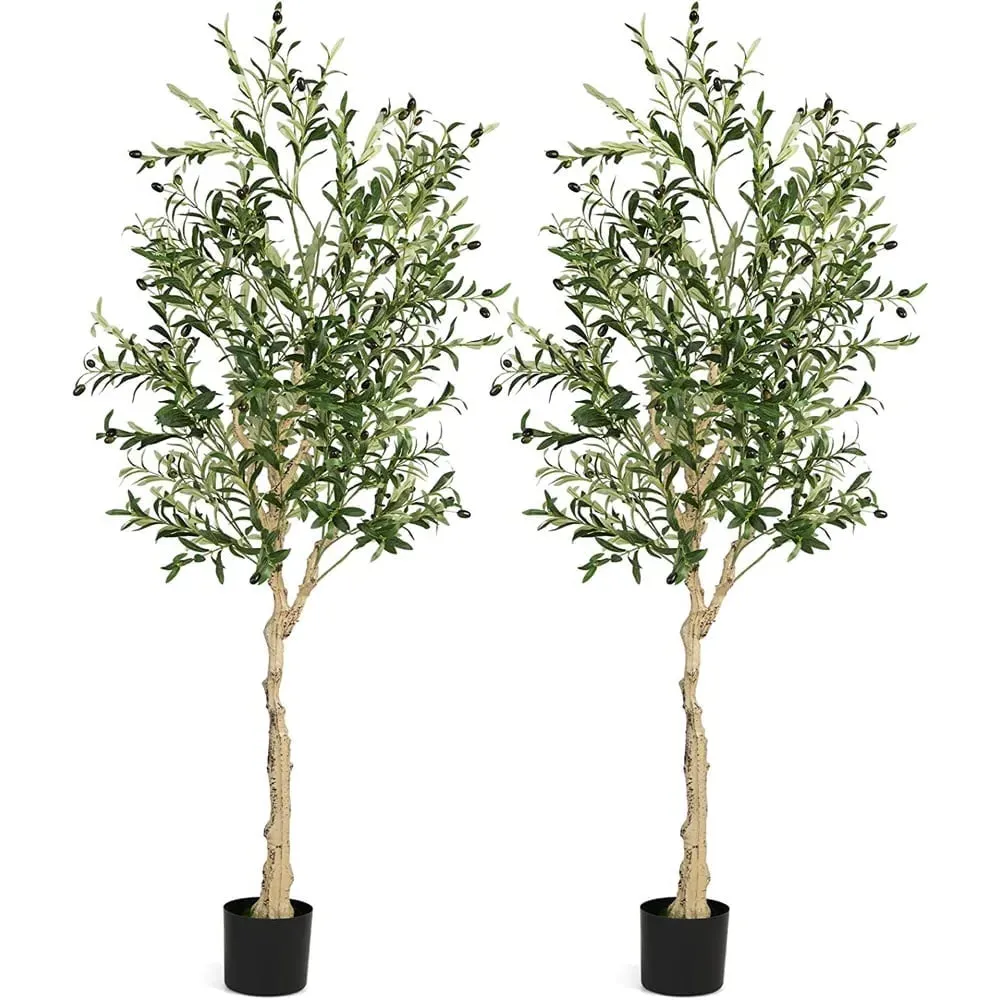 2 Piece Artificial Olive Tree 182cm - Green image