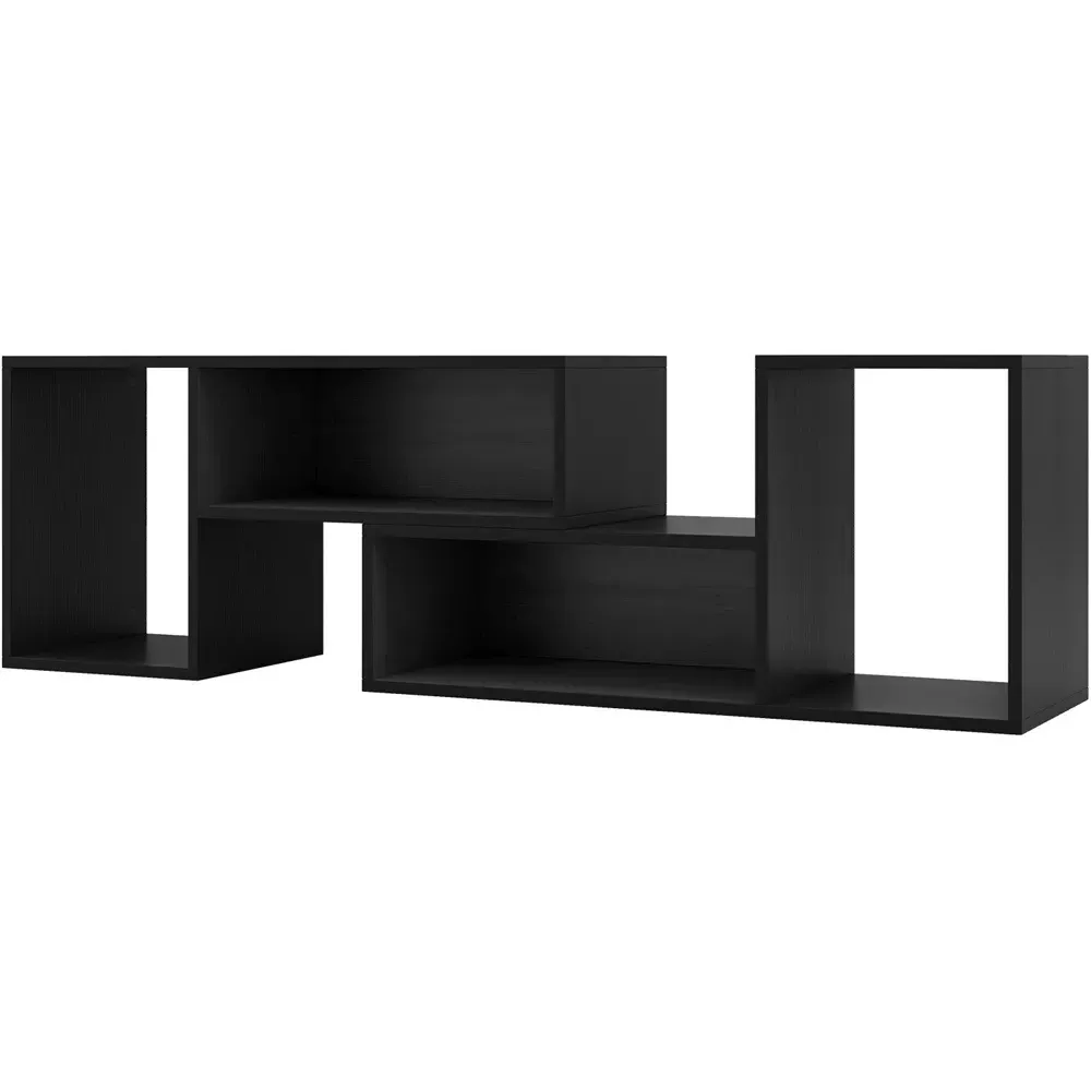 2 Piece L-Shaped TV Console Unit with Storage - Black