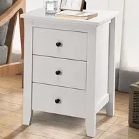 2 Piece Nightstand with 3 Drawers - White
