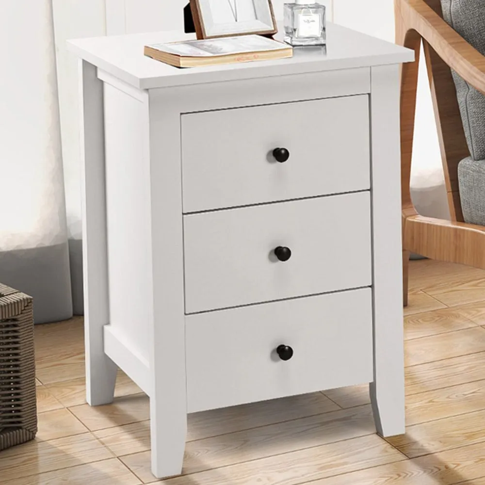 2 Piece Nightstand with 3 Drawers - White