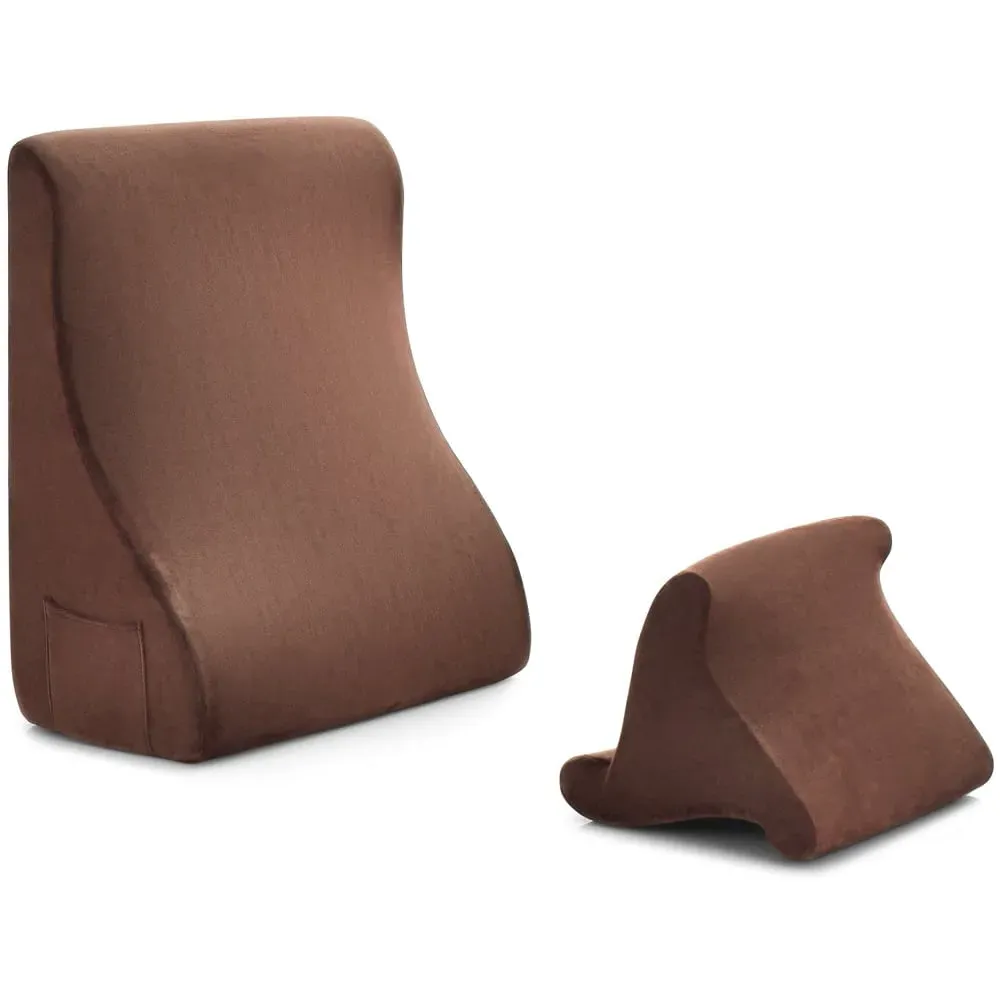 2 Piece Wedge Pillow Set with Storage - Brown, Velvet image