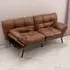 2-Seater Convertible Sofa Bed - Brown, PU Leather