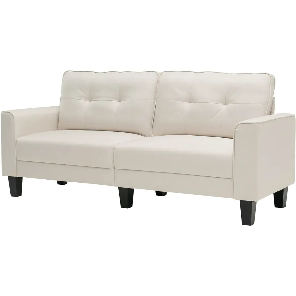 2-Seater Corner Sofa with Cushions - Beige