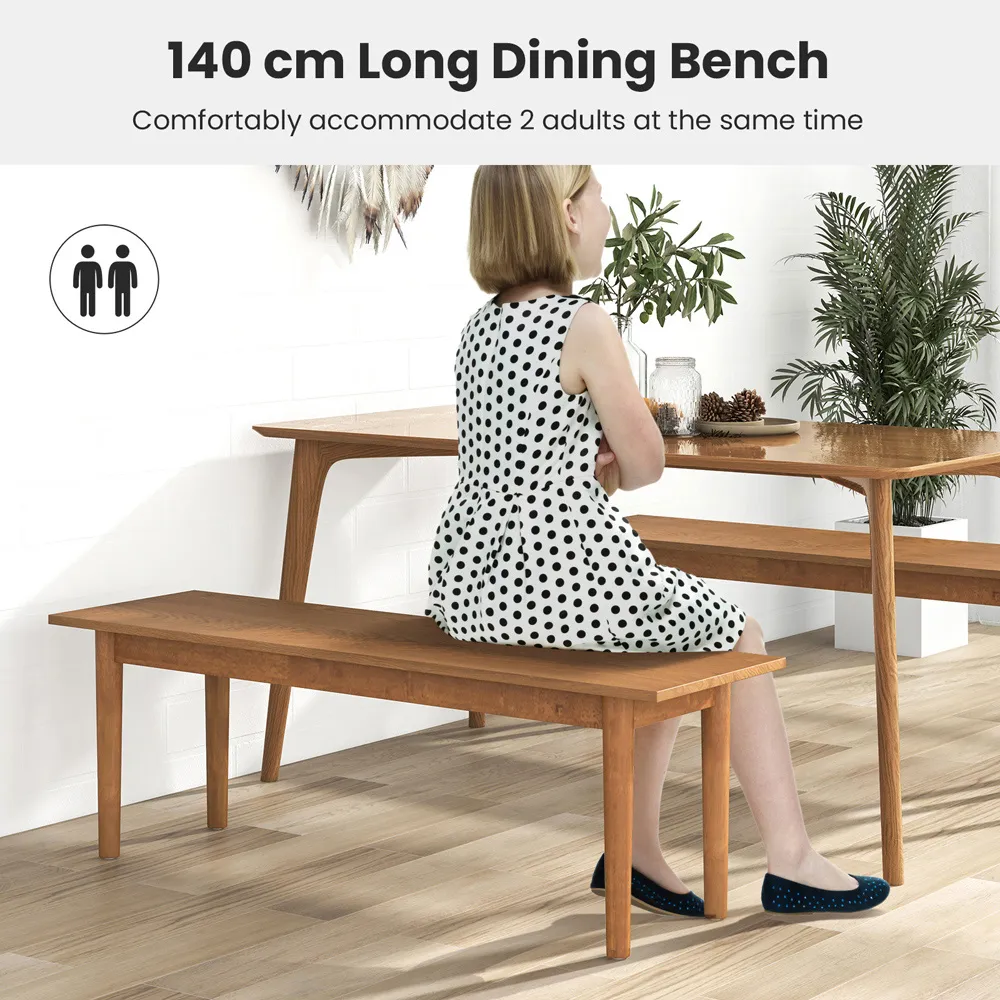 2-Seater Dining Bench - Brown, Solid Wood