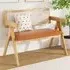 2-Seater Dining Bench with Armrests - Natural, Rubber Wood