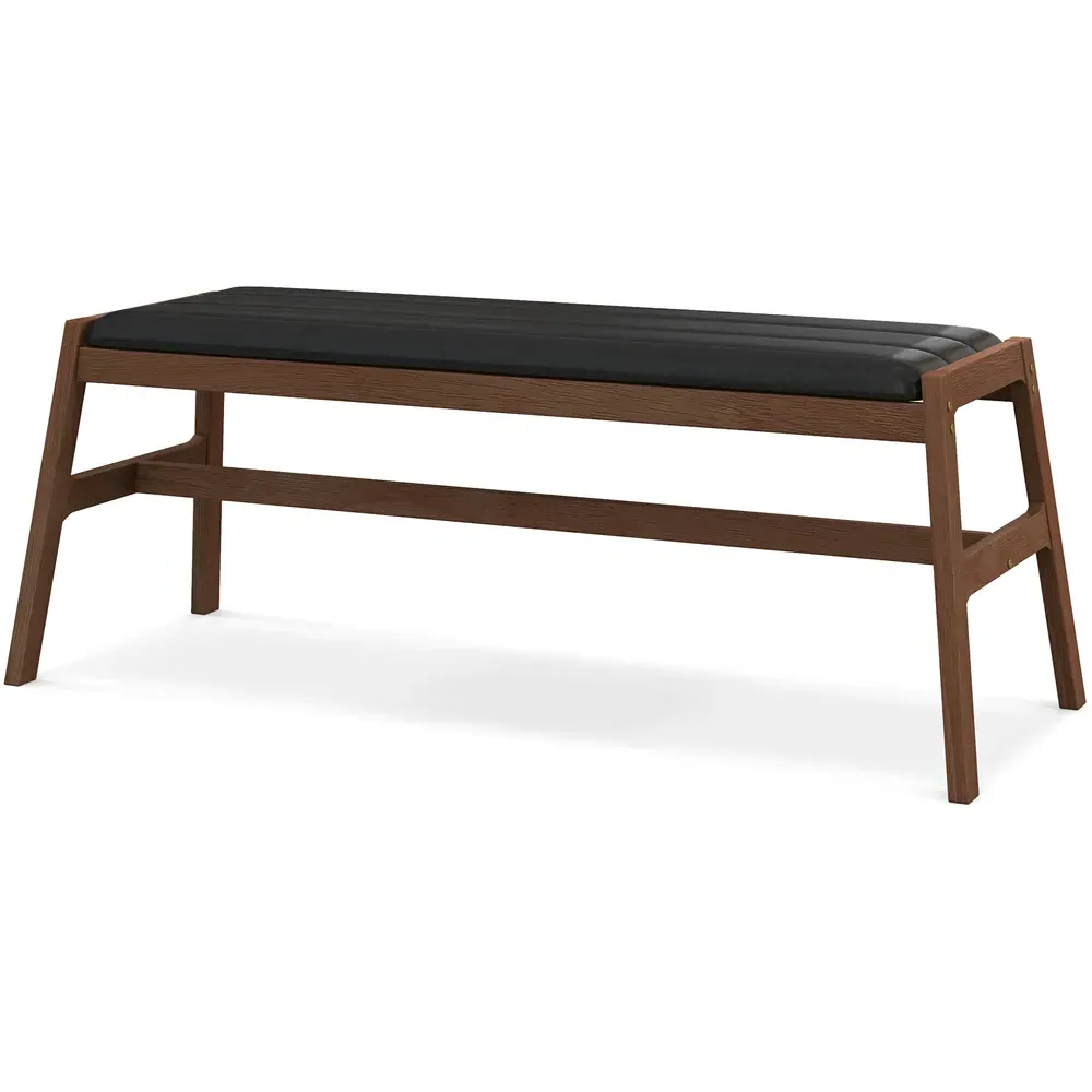 2-Seater Dining Bench with Cushion - Brown, Rubber Wood