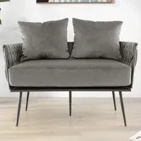 2-Seater Loveseat Sofa - Grey, Velvet