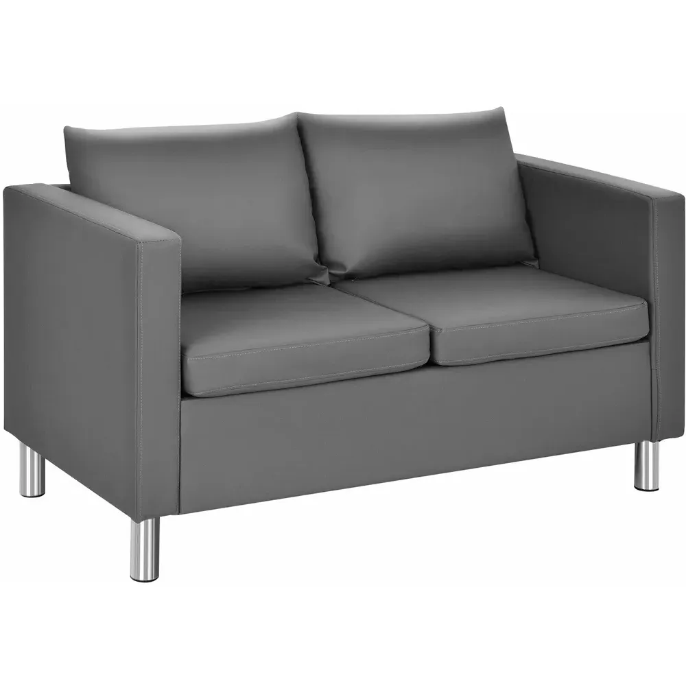 2-Seater PU Leather Tub Sofa - Grey