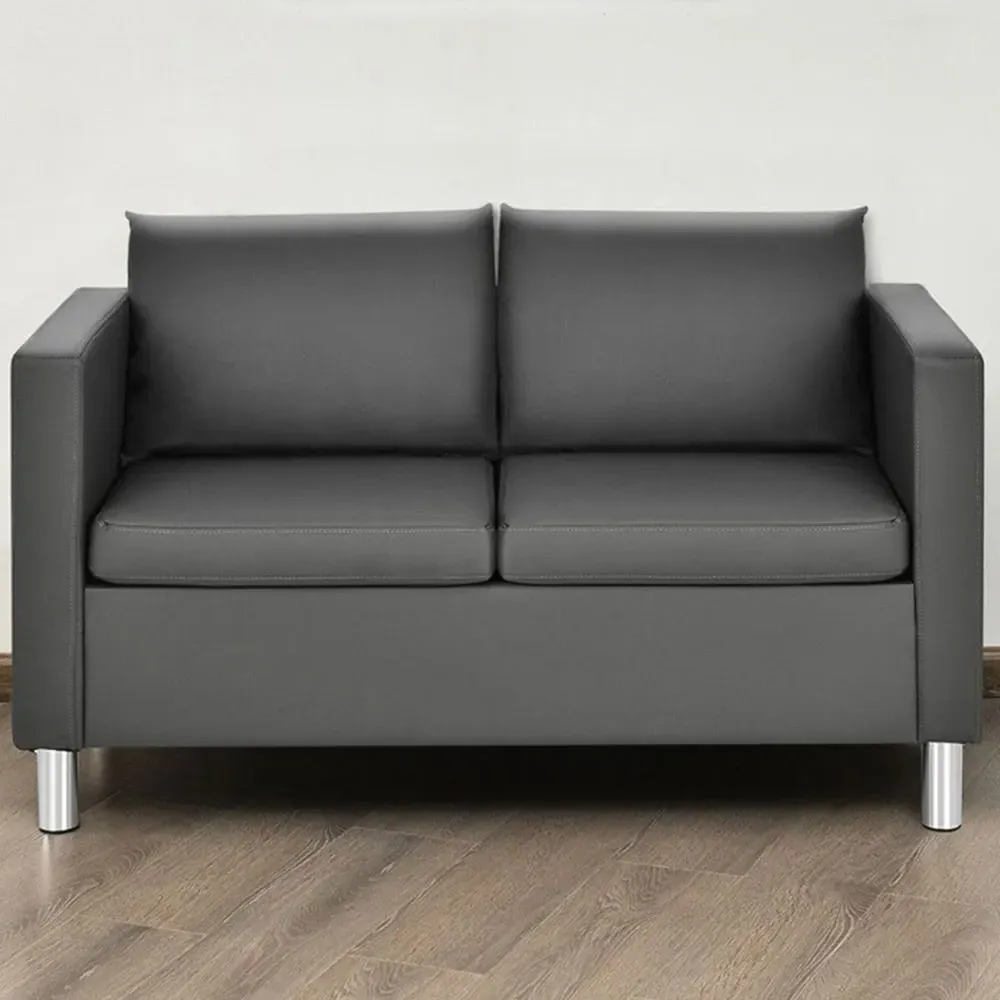 2-Seater PU Leather Tub Sofa - Grey