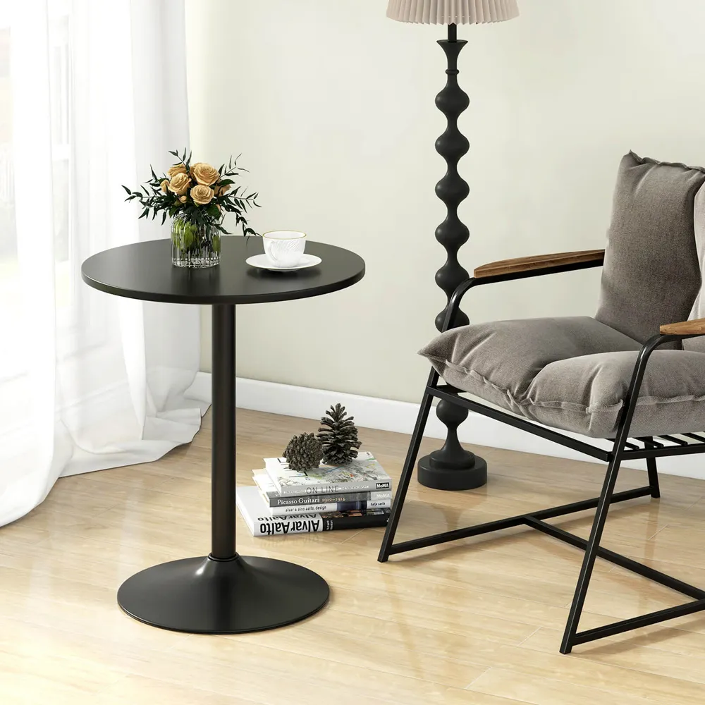 2 Seater Round Dining Table - Black, Metal