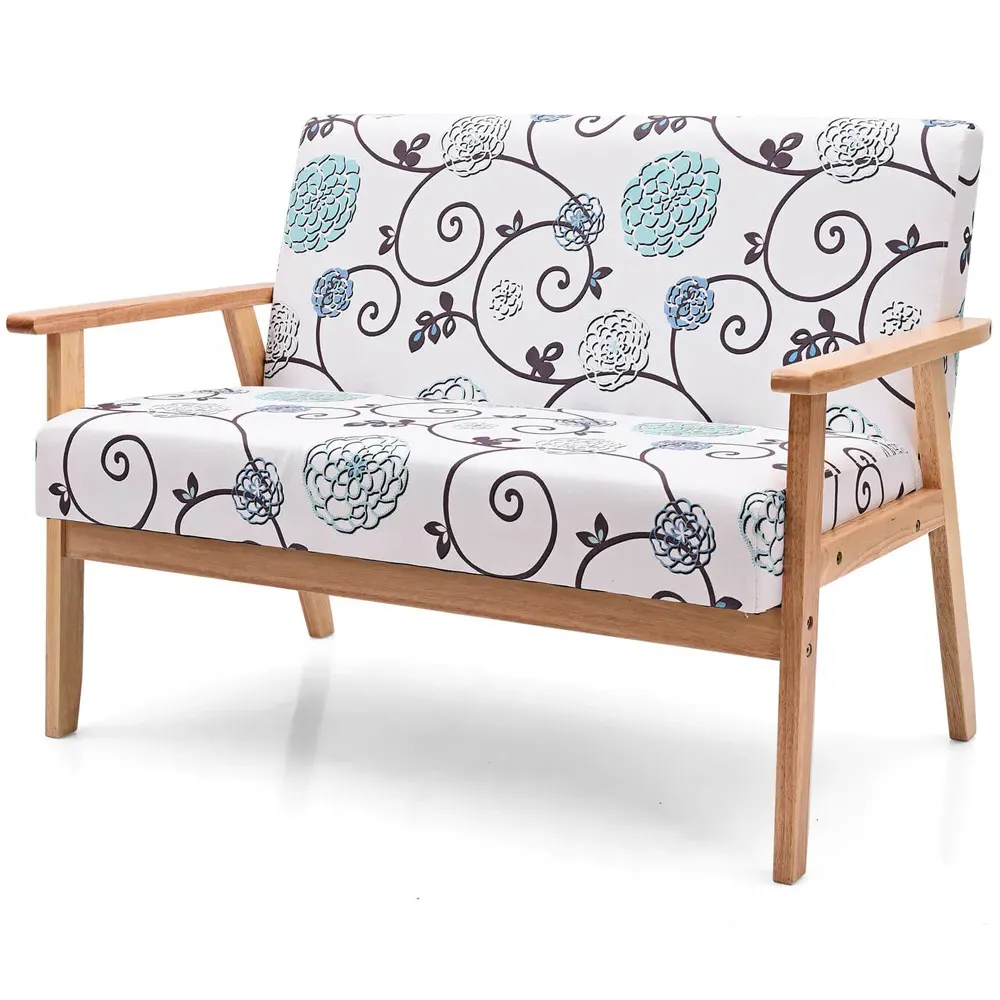 2-Seater Upholstered Accent Chair - Grey, Linen
