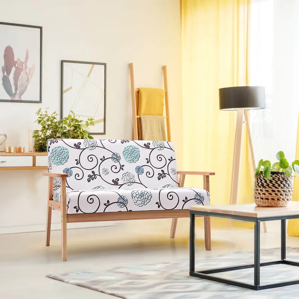 2-Seater Upholstered Accent Chair - Grey, Linen