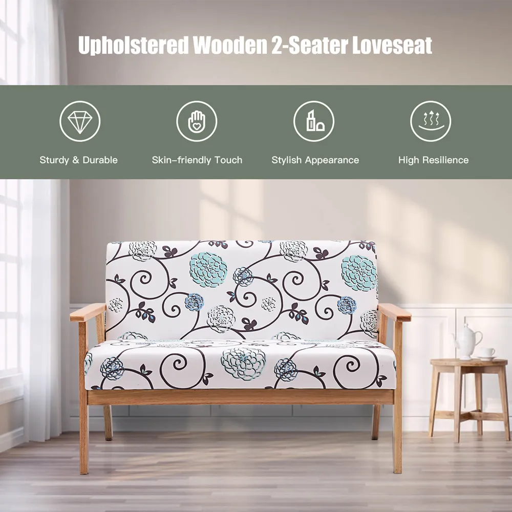 2-Seater Upholstered Accent Chair - Grey, Linen