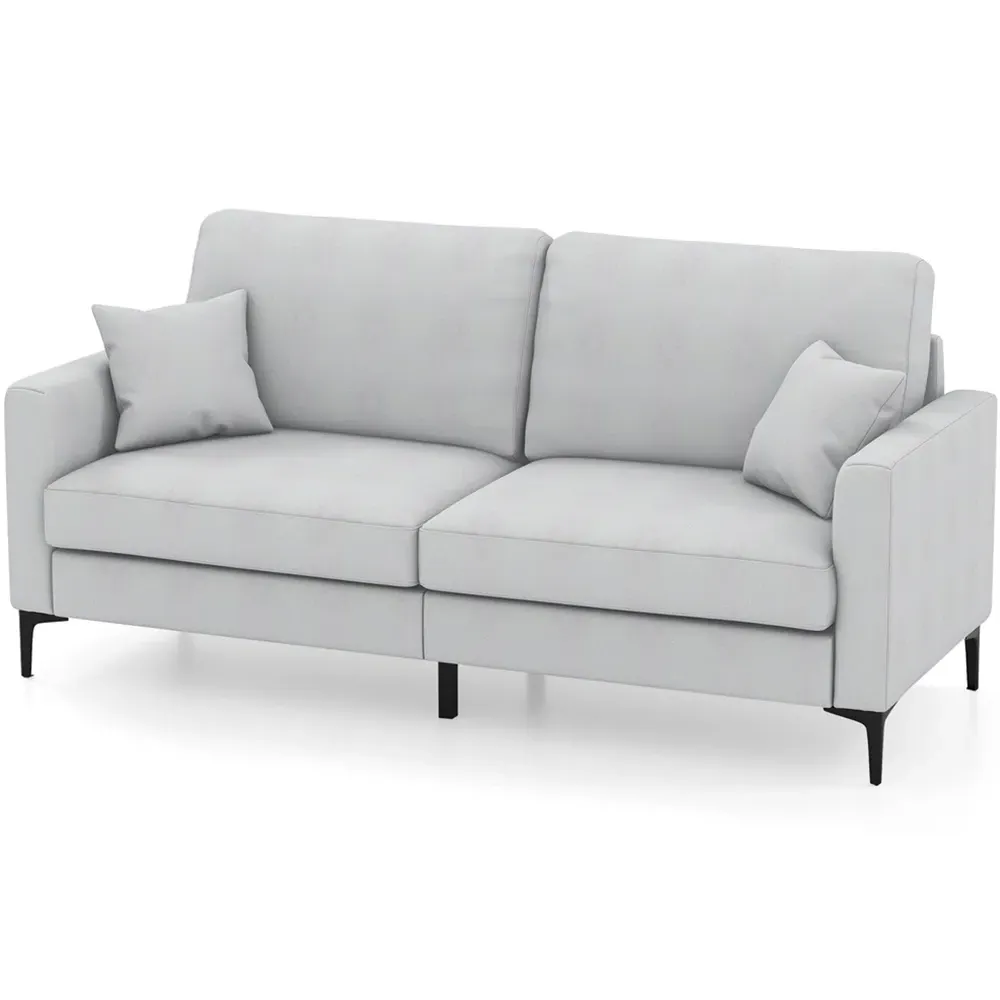 2-Seater Wide Loveseat Sofa - Grey, Linen