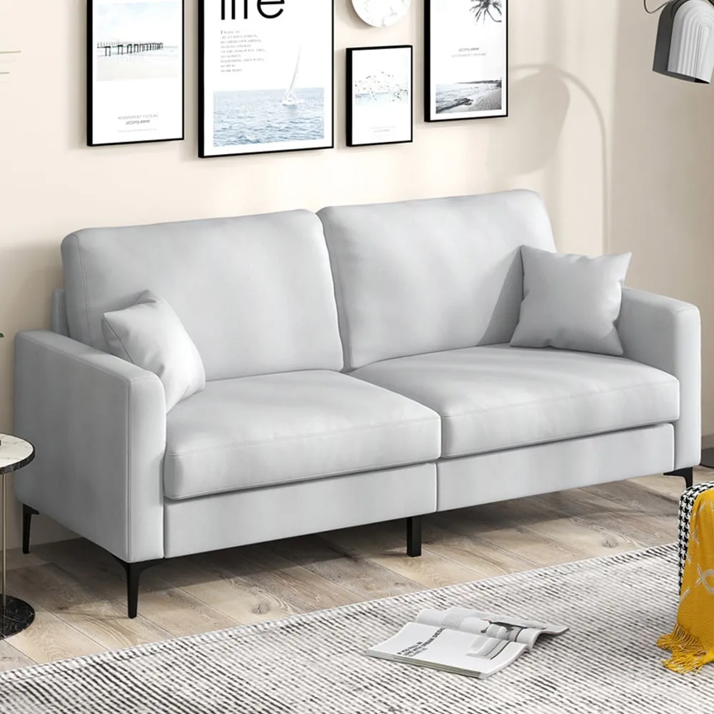 2-Seater Wide Loveseat Sofa - Grey, Linen