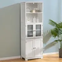 2 Shelf 4 Door Storage Display Cabinet - White