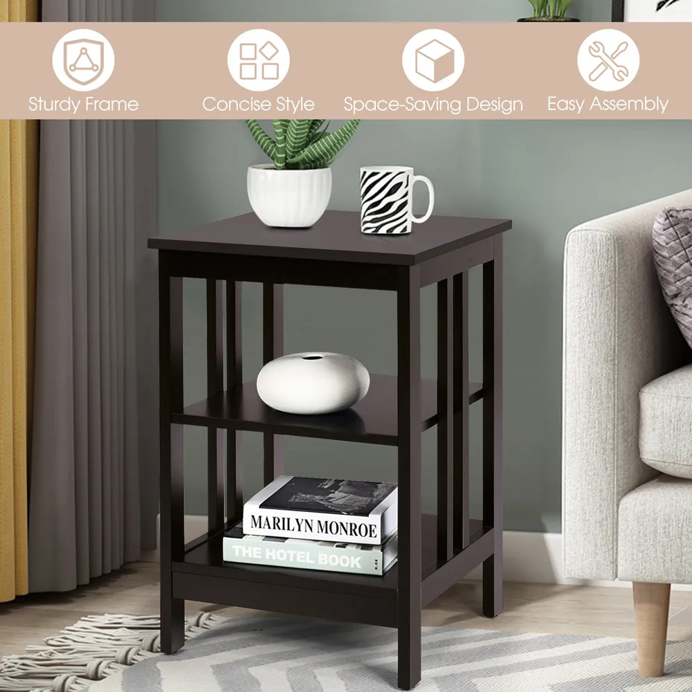 2 Shelf Bedside Table - Brown