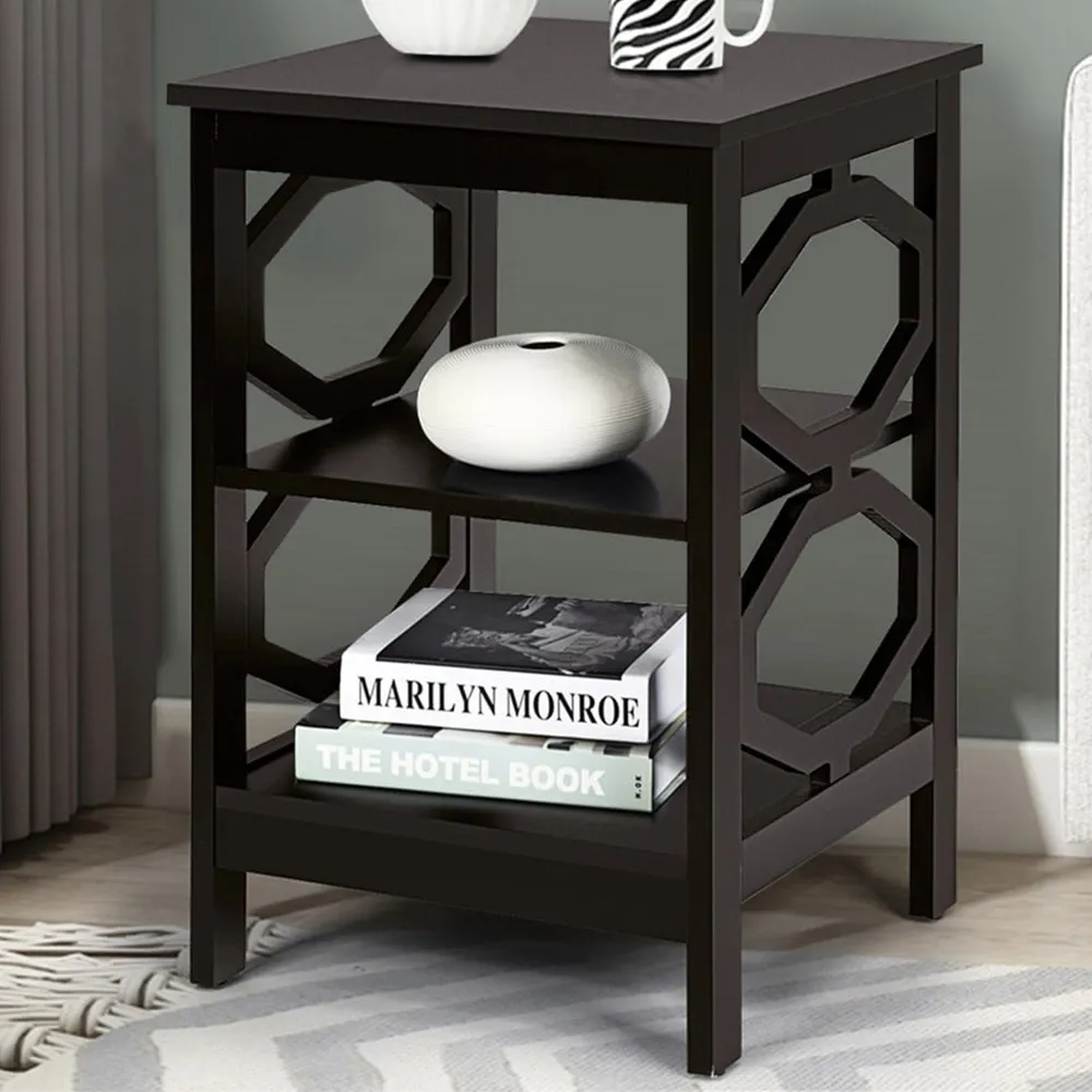 2 Shelf Bedside Table - Coffee, MDF image