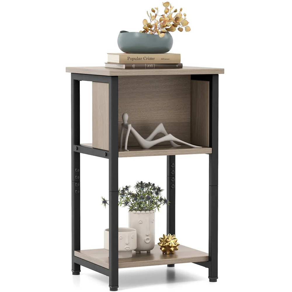 2 Shelf Bedside Table - Grey