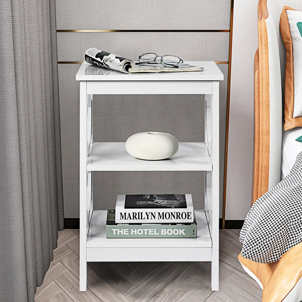 2 Shelf Bedside Table - White