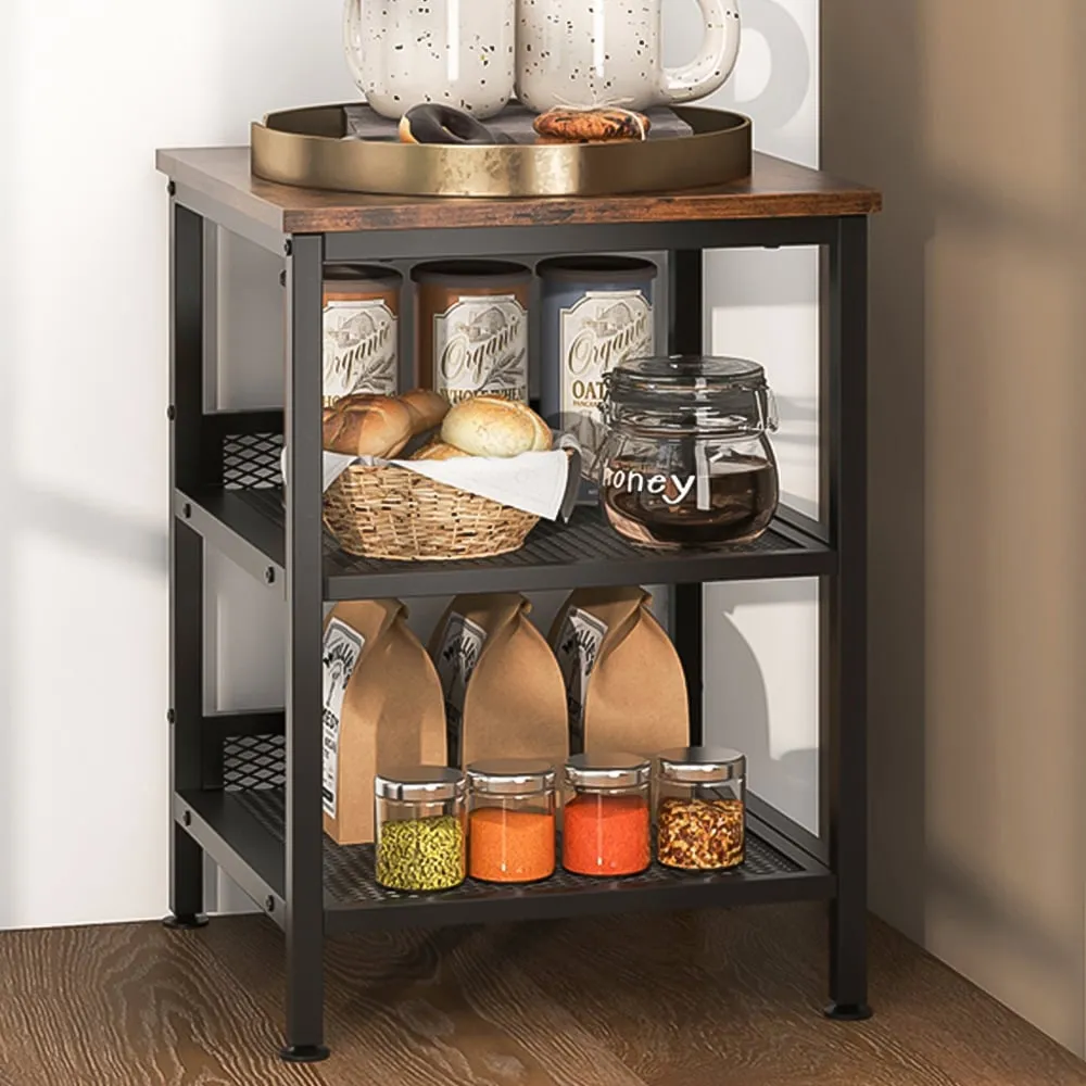 2 Shelf Coffee End Table with Adjustable Footpads - Brown image