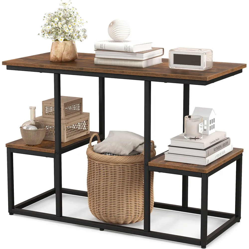 2 Shelf Console Table - Rustic Brown