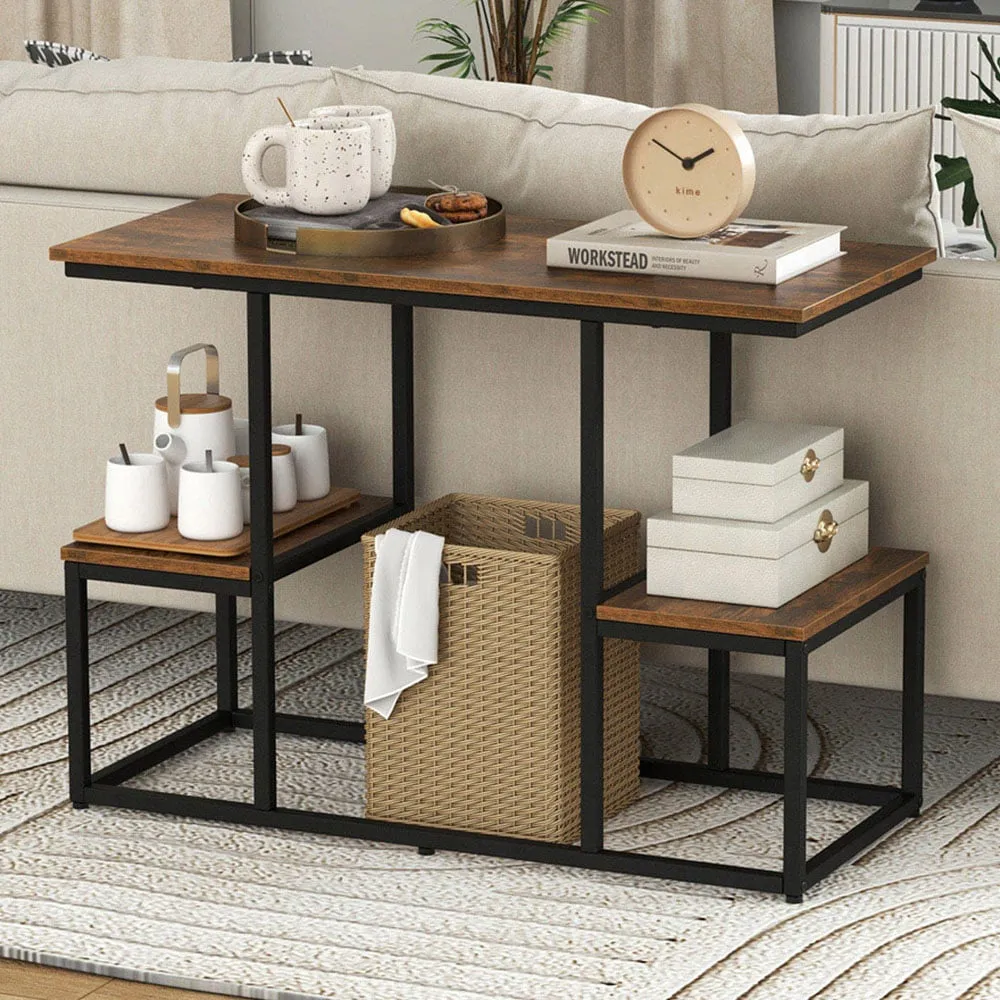 2 Shelf Console Table - Rustic Brown