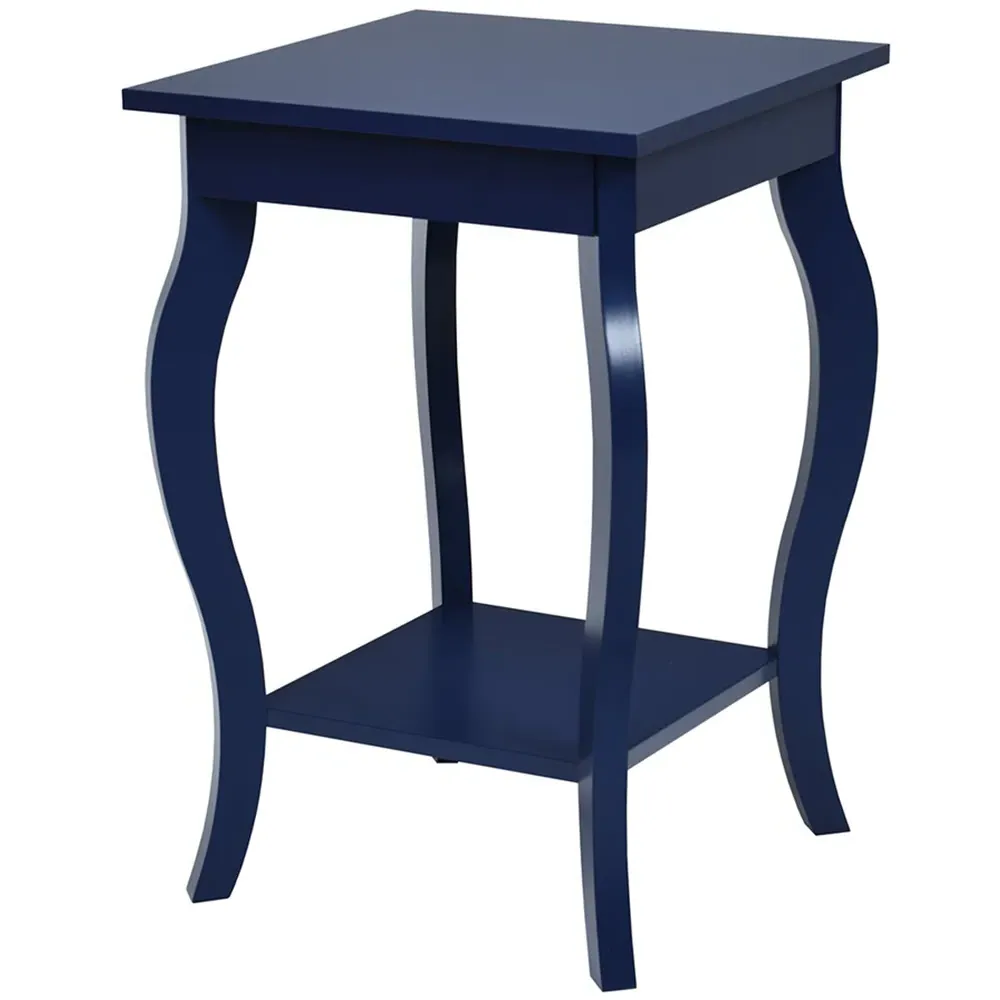 2 Shelf Curved Legs Accent End Table - Blue