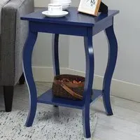 2 Shelf Curved Legs Accent End Table - Blue