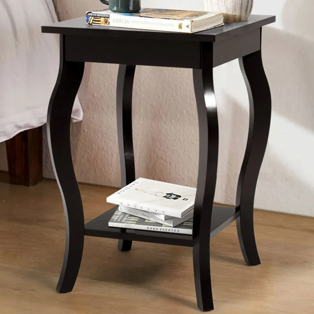 2 Shelf Curved Legs Accent End Table - Brown