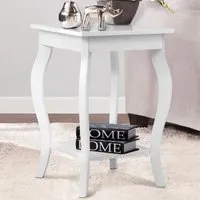 2 Shelf Curved Legs Accent End Table - White