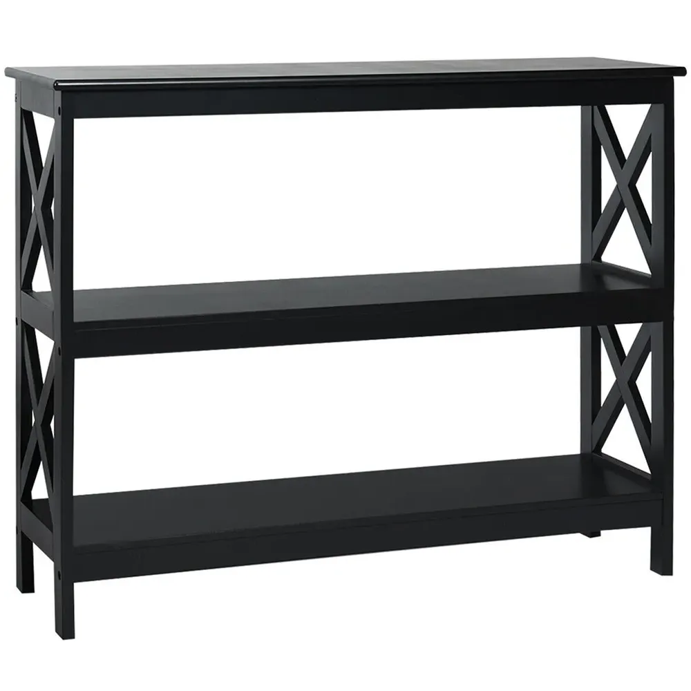 2 Shelf Industrial Console Table - Black