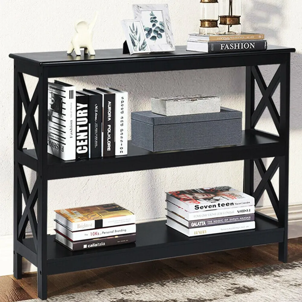 2 Shelf Industrial Console Table - Black