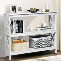 2 Shelf Industrial Console Table - White