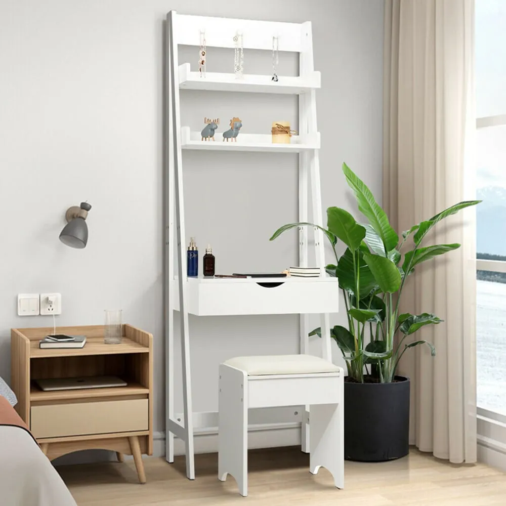 2 Shelf Ladder Dressing Table Set with Fold Up Mirror - Multi image