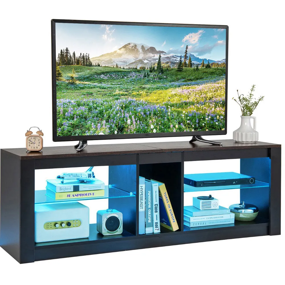 2 Shelf LED TV Unit - Rustic Brown