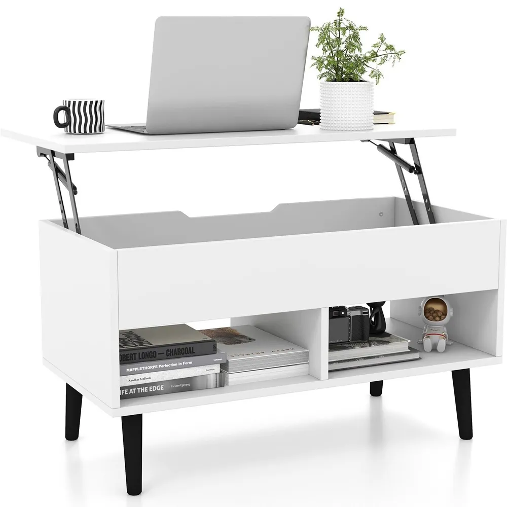 2 Shelf Lift Up Coffee Table - White
