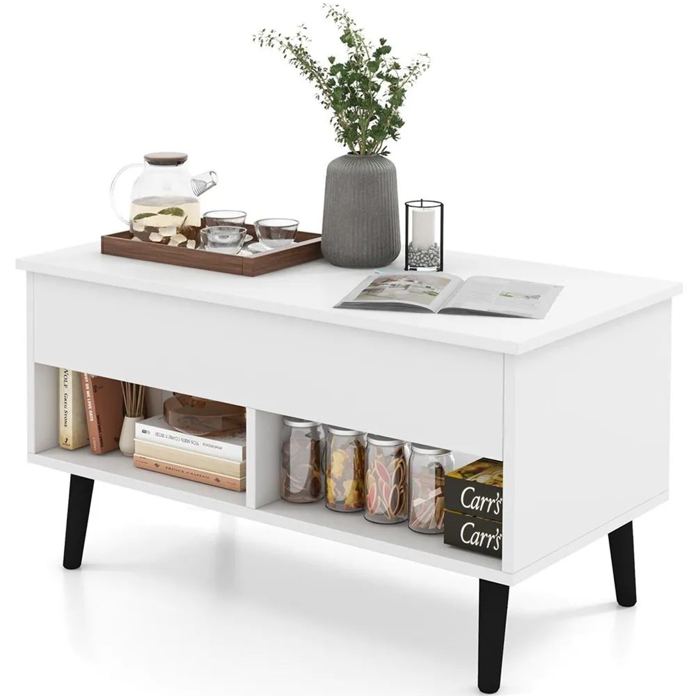 2 Shelf Lift Up Coffee Table - White