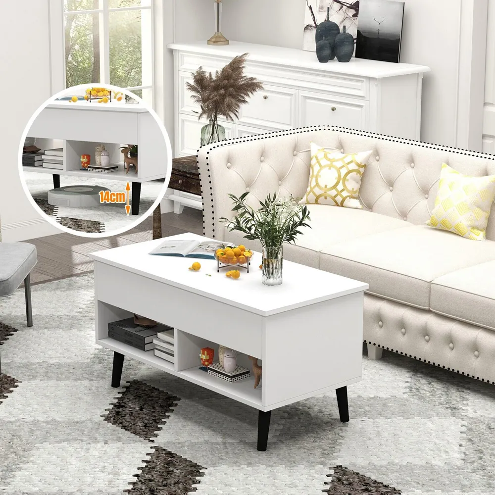 2 Shelf Lift Up Coffee Table - White